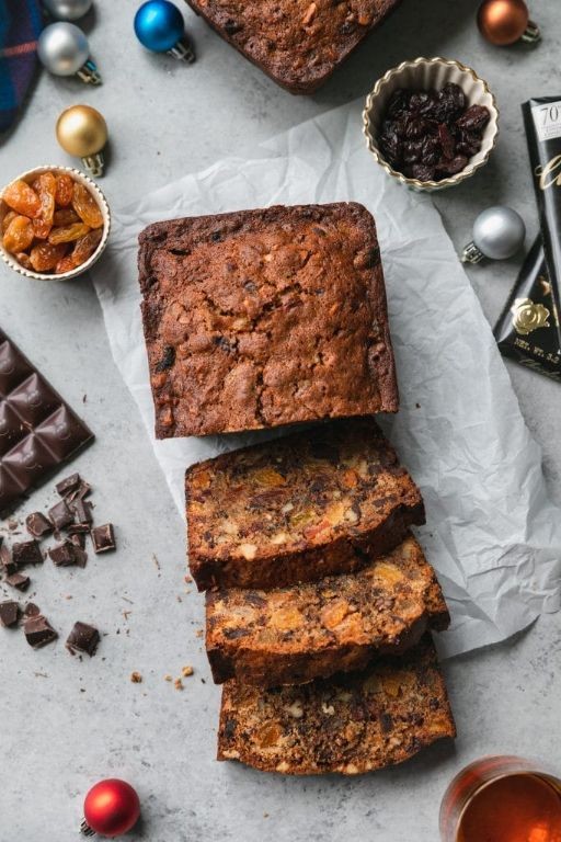 Dark Fruit Cake with Black Currants and Dark Chocolate Chips