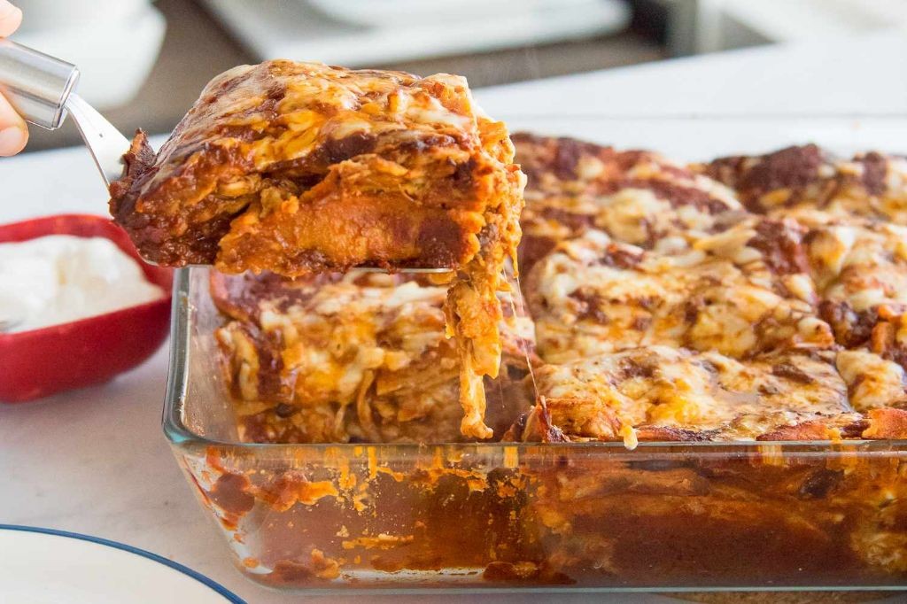 Easy Cheesy Chicken Enchilada Casserole