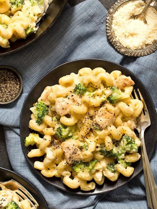 Elbow Macaroni Alfredo with Broccoli