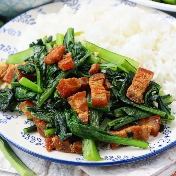 Fried Salt Pork with Greens