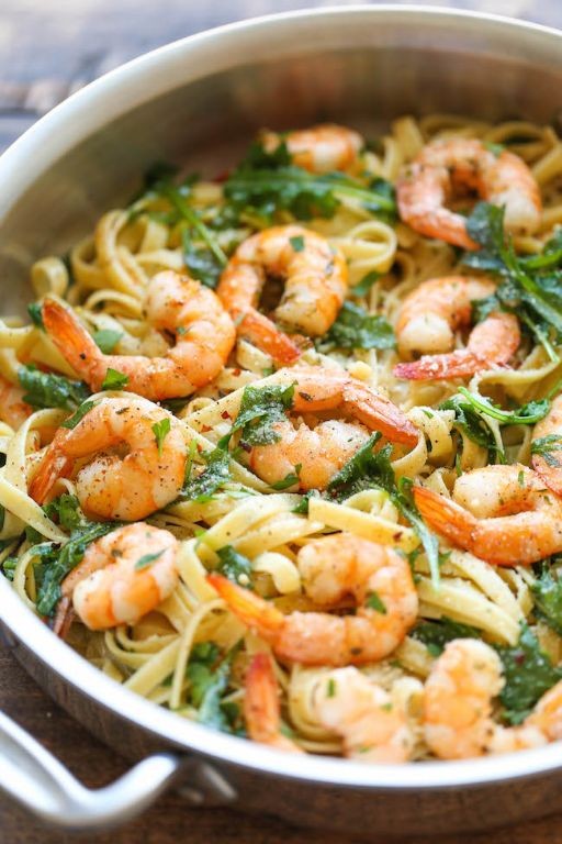 Garlic Butter Pasta with Grilled Shrimp