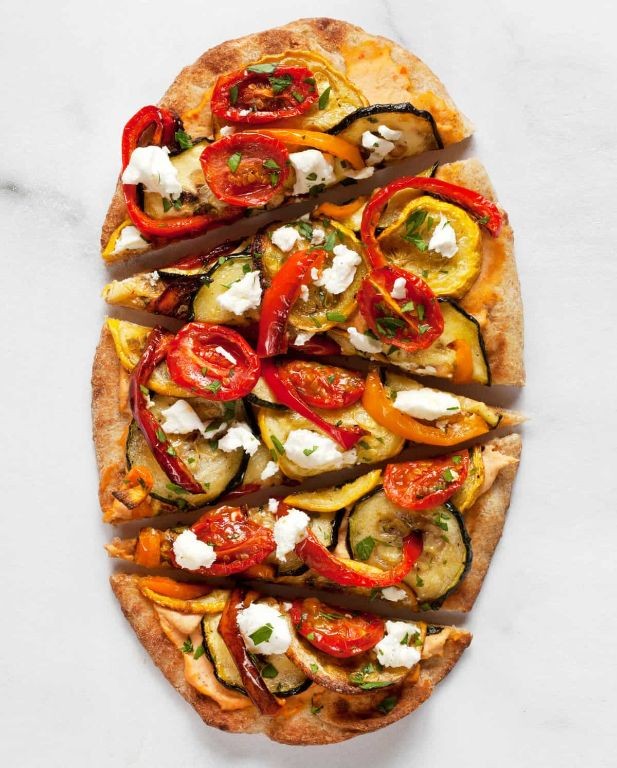 Garlic Herb Naan with Roasted Vegetables