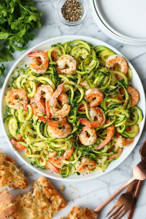 Garlic Shrimp with Zucchini Noodles
