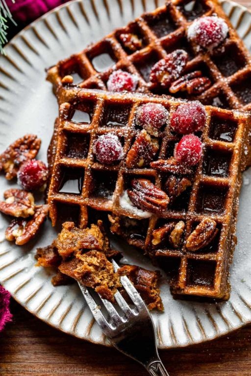 Gingerbread Sugar Waffles with Molasses Syrup