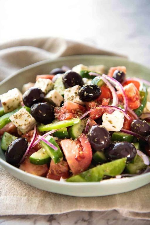 Greek salad with feta and olives