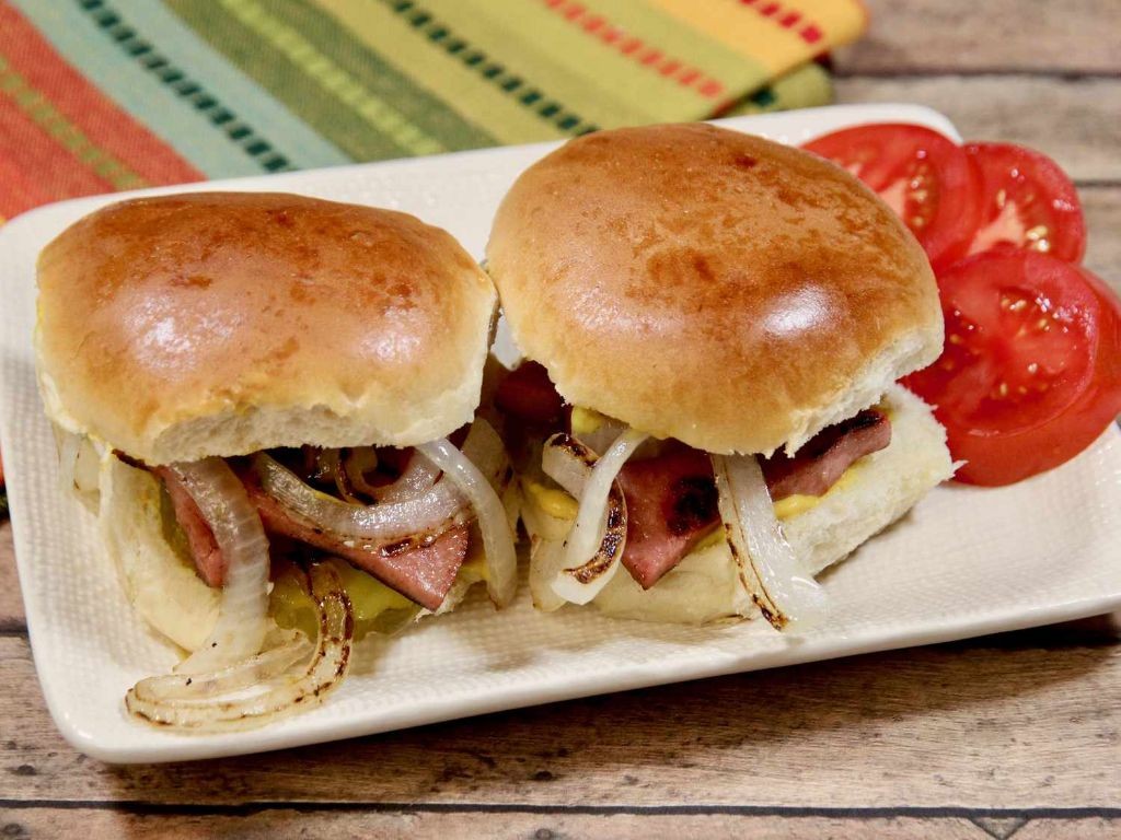 Grilled Bologna and Onion Sandwich