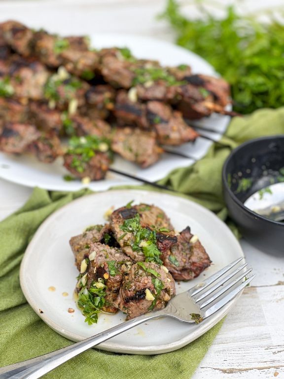 Grilled Cube Steak with Chimichurri Sauce