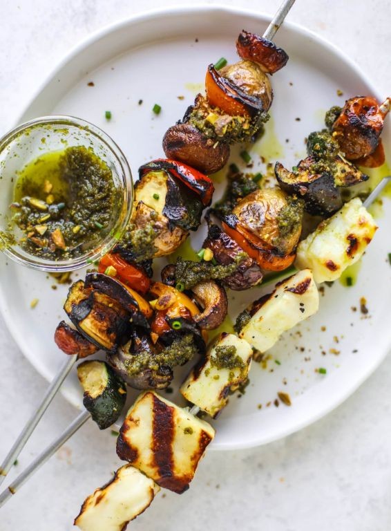 Grilled Halloumi and Vegetable Skewers (Gluten Free)