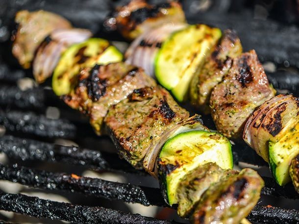 Grilled Lamb Skewer Pintxos with Mint Yogurt