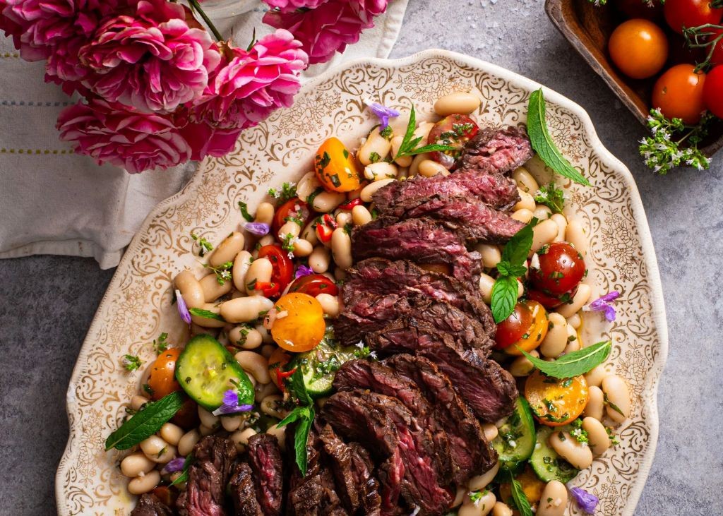 Grilled Steak and BBQ Bean Salad