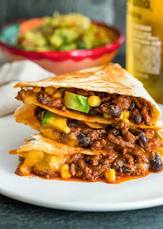 Ground Beef and Black Bean Quesadillas