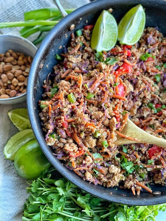 Ground chicken and quinoa skillet