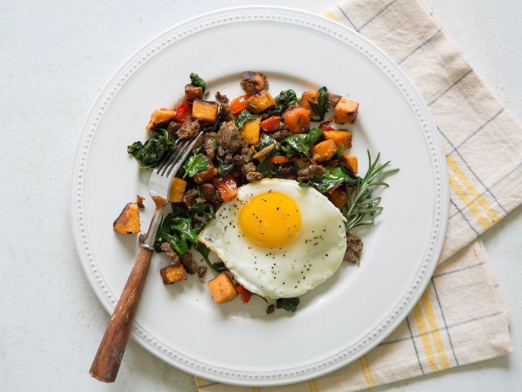Ground chicken and sweet potato hash