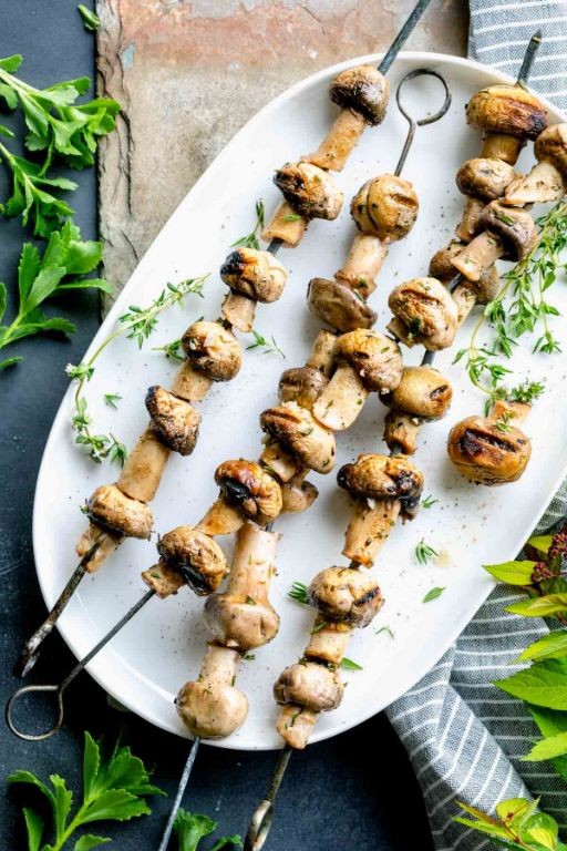 Healthy Chicken Spinach and Mushroom Kebabs