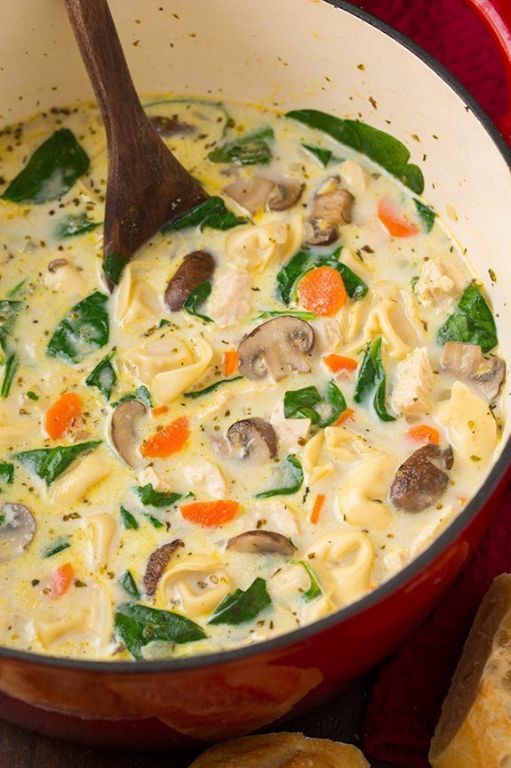 Healthy Chicken Spinach and Mushroom Soup