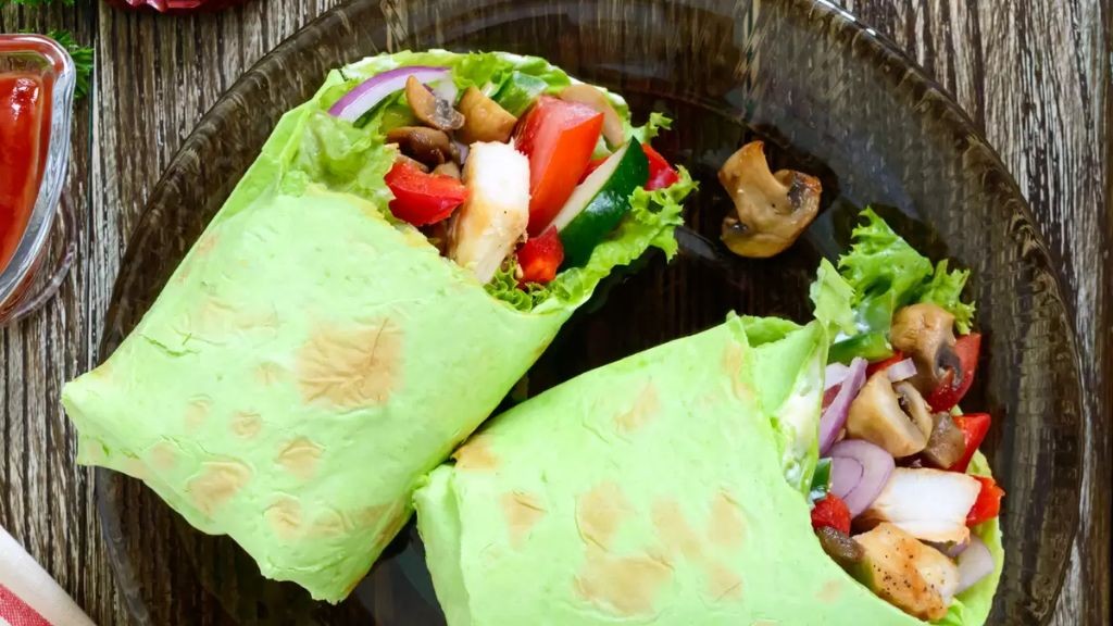 Healthy Chicken Spinach and Mushroom Wraps