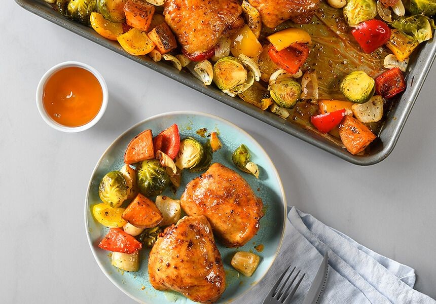 Honey garlic chicken with roasted vegetables