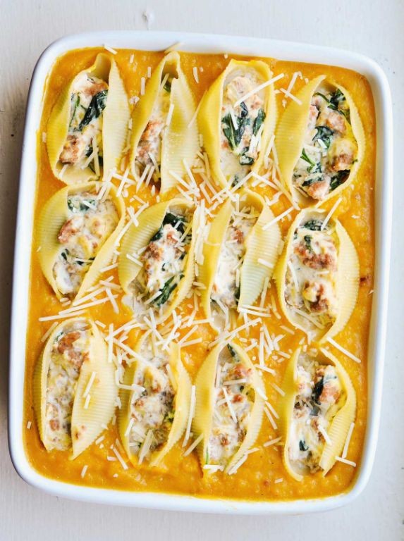 Hubbard Squash and Sausage Stuffed Shells