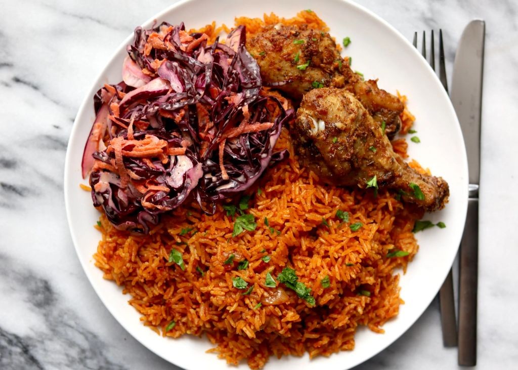 Jollof Rice and Coleslaw Side Dish