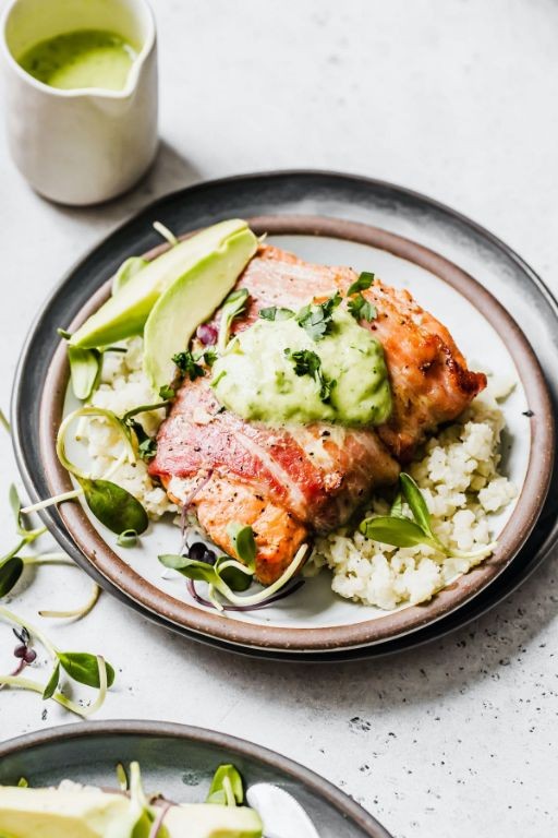 Kale and Bacon Wrapped Salmon