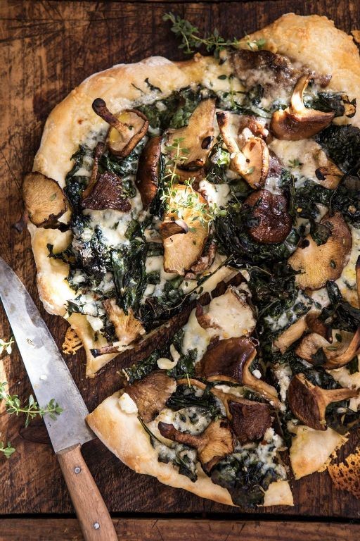 Kale and Mushroom Flatbread Pizza