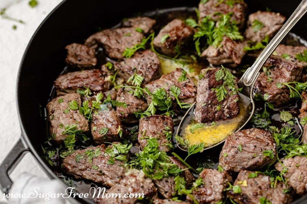 Keto Pesto Butter Steak Bites
