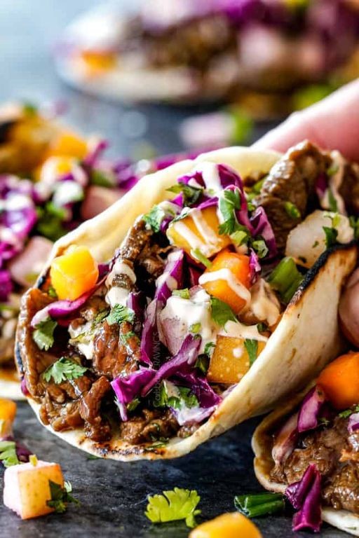 Korean BBQ Beef Tacos with Slaw