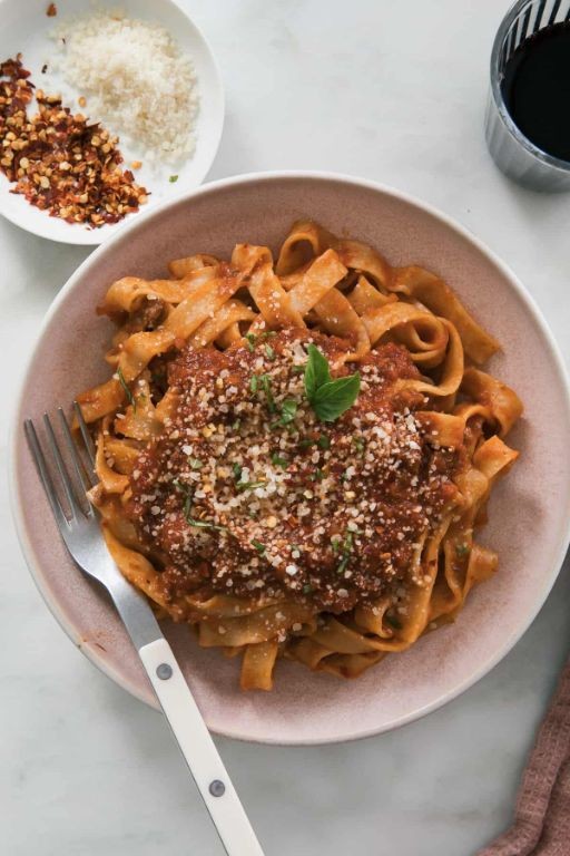Lamb and Red Wine Bolognese with Tagliatelle
