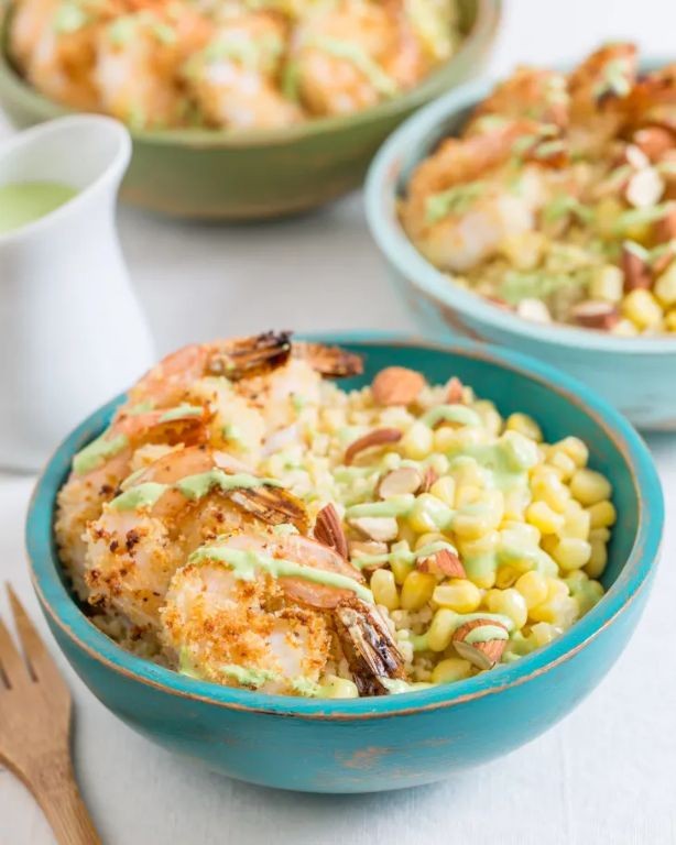 Lemon Garlic Millet with Shrimp