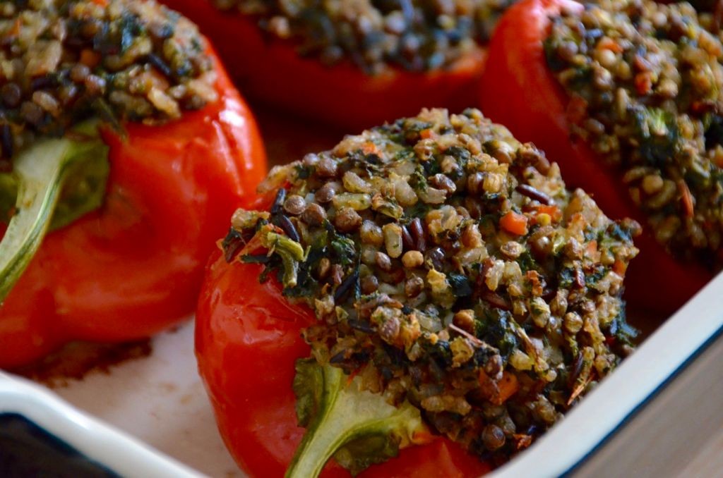 Lentil and Kale Stuffed Peppers