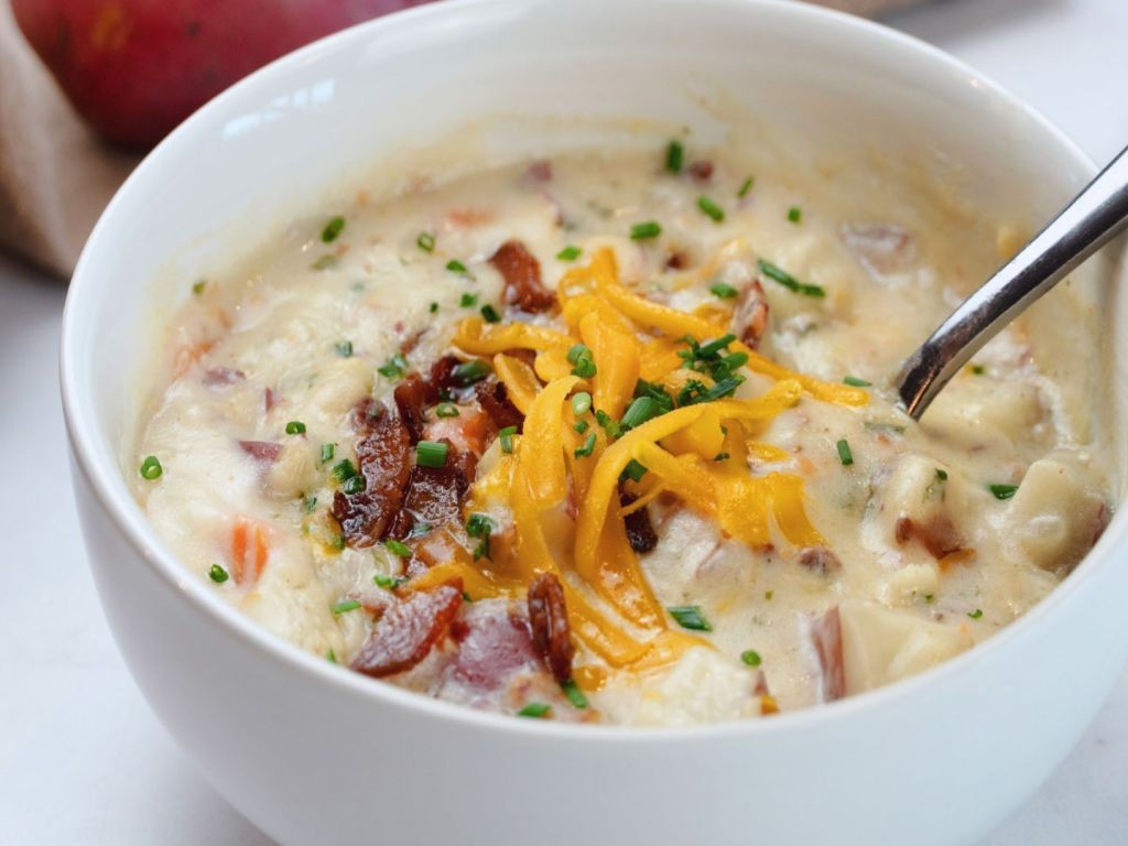 Little Red Potato Soup with Crispy Bacon