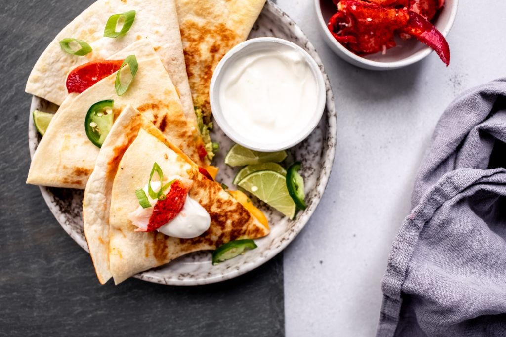 Lobster and Cheese Quesadilla with Garlic Butter