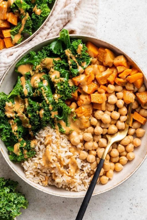 Mahatma Yellow Rice with Roasted Sweet Potatoes and Kale