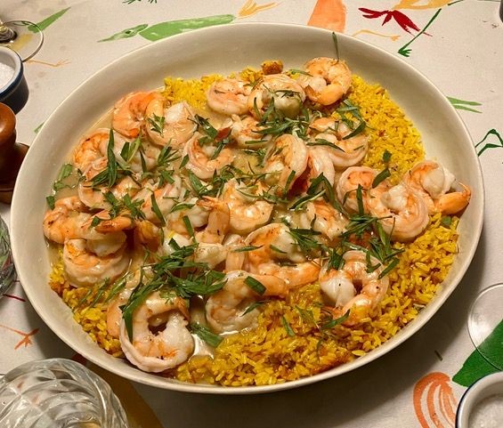 Mahatma Yellow Rice with Shrimp and Garlic Butter Sauce