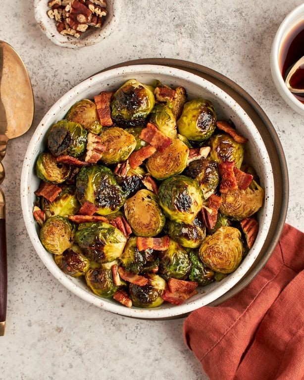 Maple Bacon Brussels Sprouts with Pecans