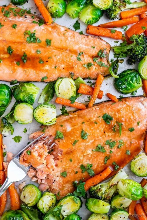 Maple Glazed King Salmon with Roasted Vegetables
