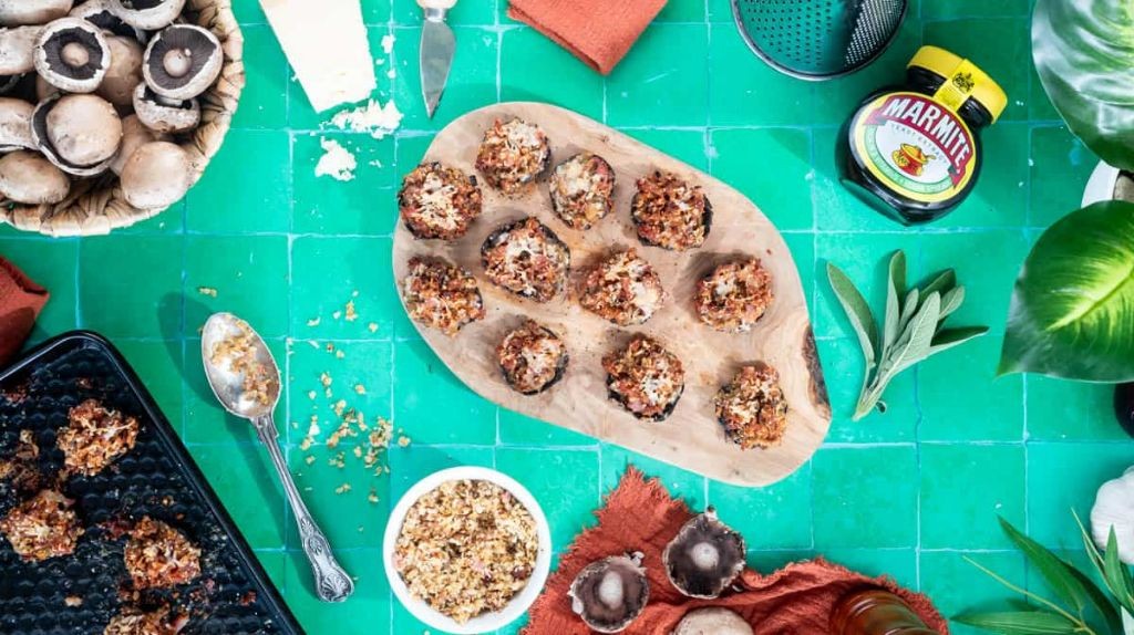Marmite Stuffed Mushrooms
