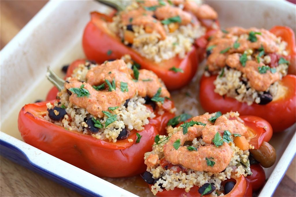 Millet and Lentil Stuffed Peppers