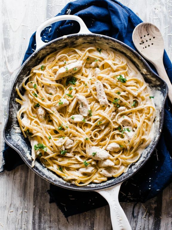 One-Pan Chicken and Ham Alfredo