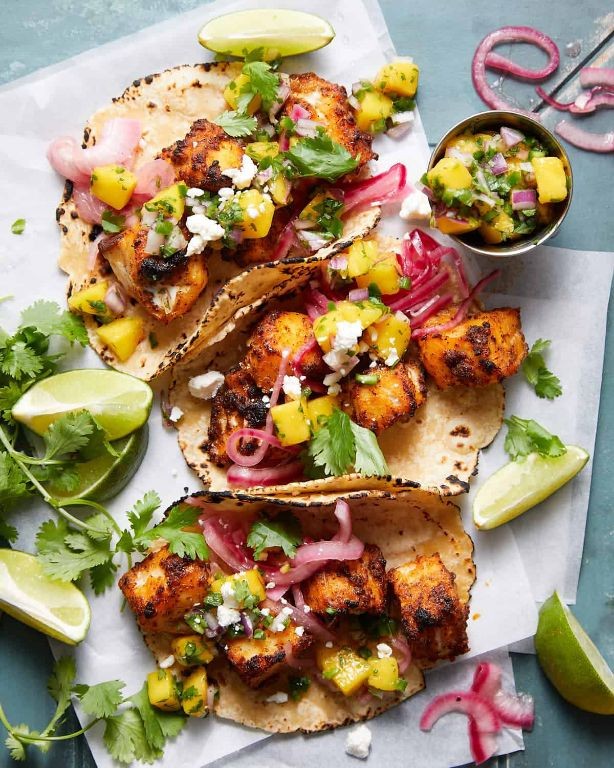 Orange Roughy Tacos with Mango Salsa