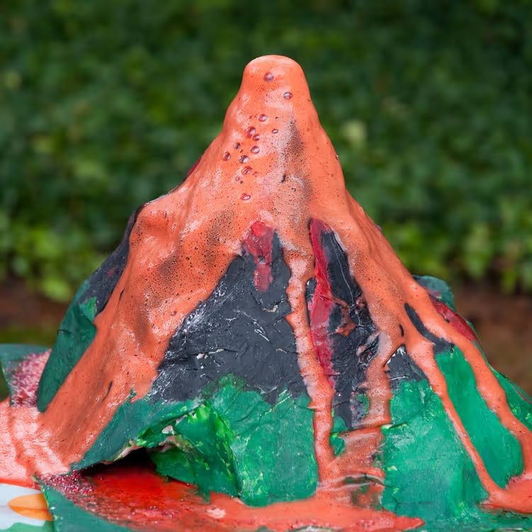 Paper Mache Volcano with Baking Soda Lava