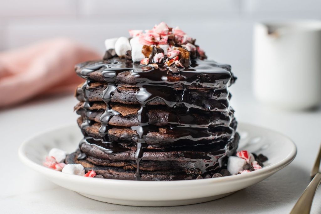 Peppermint Hot Chocolate Pancakes