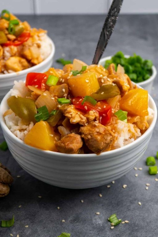 Pineapple Jalapeño Chicken Crockpot Bowls