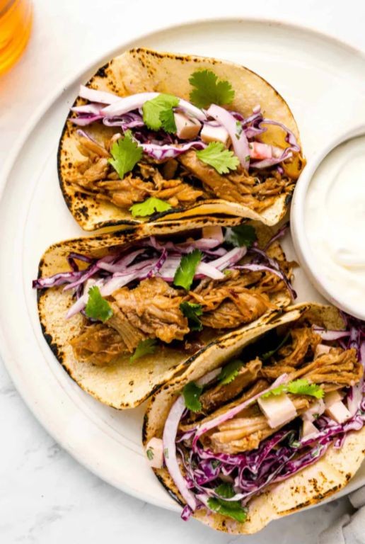Pork Chop and Apple Tacos with Spicy Slaw
