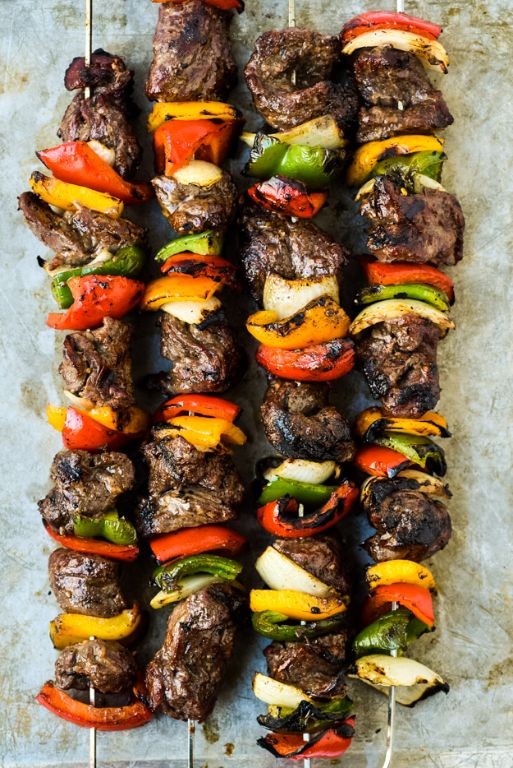 Quick Round Steak and Vegetable Kebabs