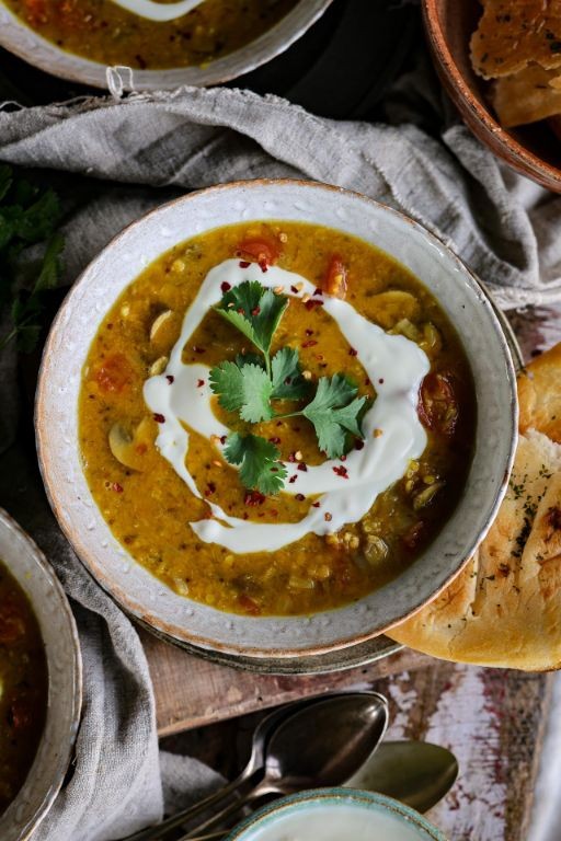 Red Lentil and Mushroom Soup with Rosemary