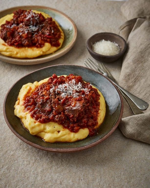 Rich Venison Bolognese over Polenta
