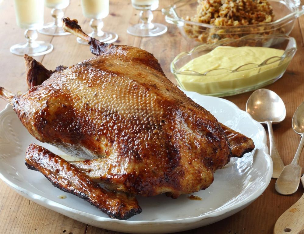 Roast Goose with Apple and Sage Stuffing