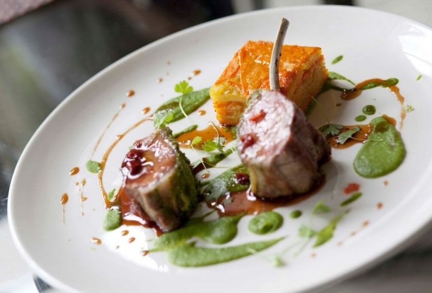 Roast Rack of Lamb with Minted Pea Puree
