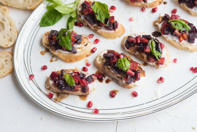 Roasted Beet and Walnut Crostini